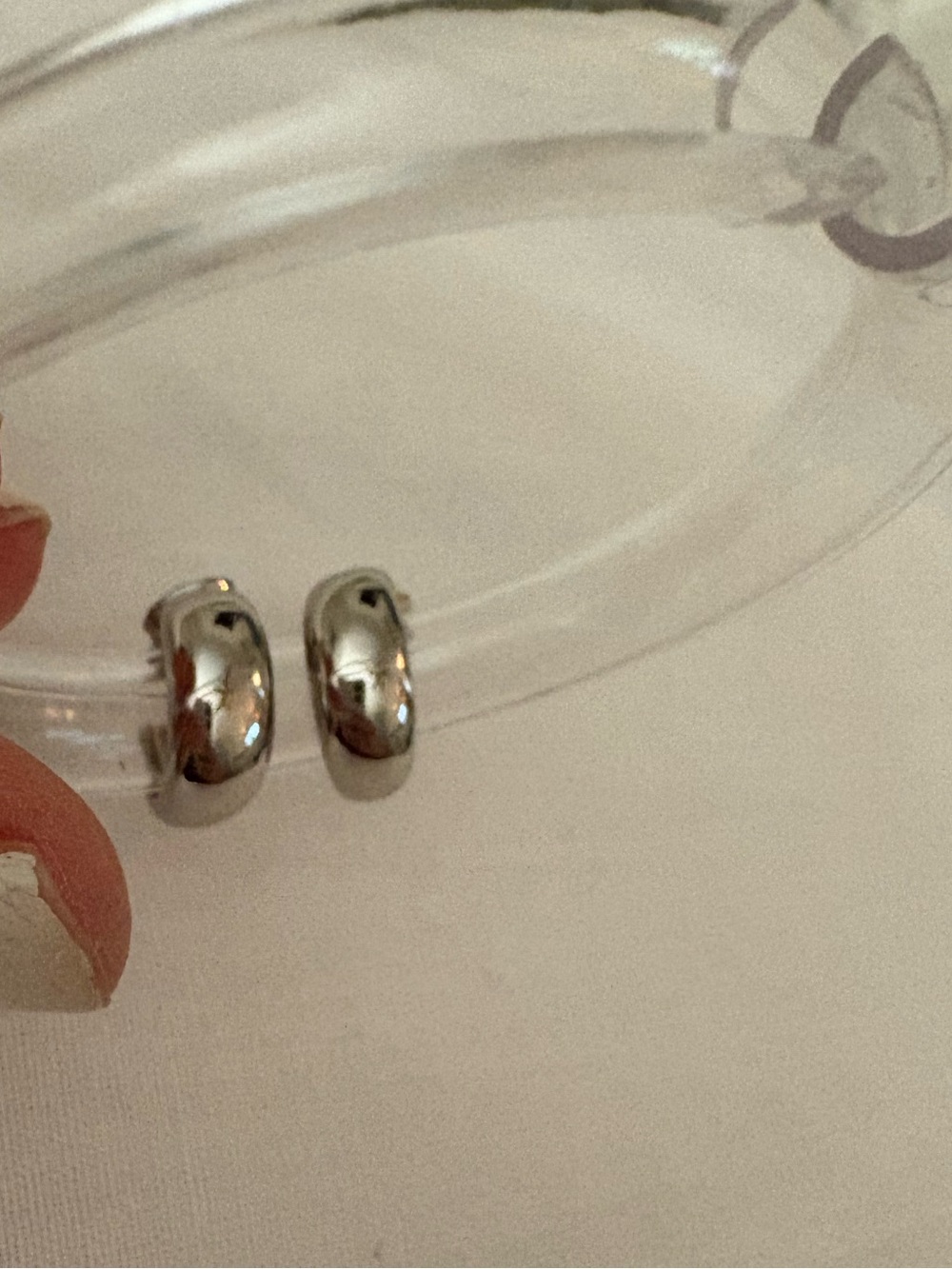 Sterling Silver Polished Hoop Huggie Earrings - Silver